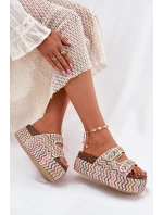 Dámské Sandály Na Masivní Platformě S Pletením A Přezkami Multikolor