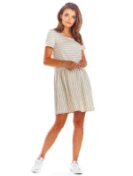 Dámské šaty M205 béžové pruhy - Infinite You