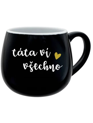 TÁTA VÍ VŠECHNO - černý keramický hrníček 300 ml