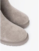 Exkluzívní  kotníčkové boty šedo-stříbrné dámské platforma