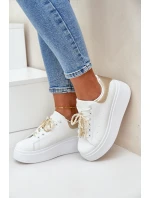Dámské Tenisky Na Platformě S Ozdobami Bílo-Zlaté Lerissna