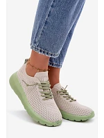 Materiálové Dámské Sportovní Boty Béžové Helinae