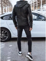 Pánská kožená bunda černá FashionStreet TX4277