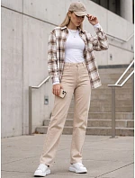 Dámské džíny s vysokým pasem a pravidelným střihem, béžové, FashionStreet UY3092