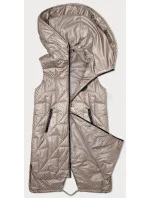 Světle béžová prošívaná dámská vesta s asymetrickou spodní částí S'West (B8237-51) Světle béžová prošívaná dámská vesta s asymetrickou spodní částí S'West (B8237-51)