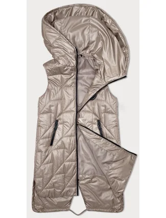 Světle béžová prošívaná dámská vesta s asymetrickou spodní částí S'West (B8237-51) Světle béžová prošívaná dámská vesta s asymetrickou spodní částí S'West (B8237-51)