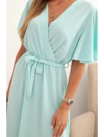 Šaty s překládaným výstřihem mátová