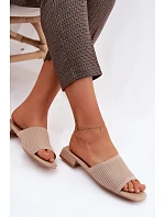 Materiálové dámské pantofle na plochém podpatku tmavě béžové Belissea