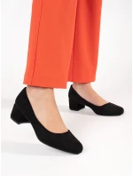 Pohodlné černé lodičky dámské na širokém podpatku Pohodlné černé lodičky dámské na širokém podpatku