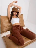 Hnědé dámské úpletové kalhoty typu chino (3589.62)