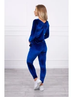 Velurová souprava s řasením na zadní straně chrpově modrá