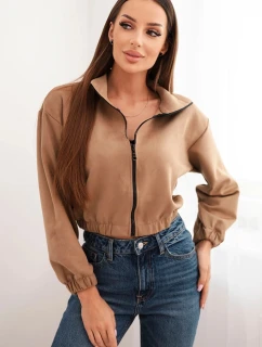 Semišová mikina na zip béžový