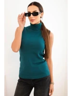 Dámská viskózová bezrukávová blůza s rolákem mořská Dámská viskózová bezrukávová blůza s rolákem mořská
