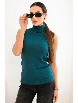 Dámská viskózová bezrukávová blůza s rolákem mořská Dámská viskózová bezrukávová blůza s rolákem mořská