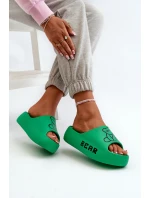 Dámské pěnové žabky na masivní podrážce s medvídkem Zelené Lamira