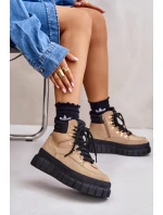 Dámské Zateplené Kotníkové Boty Na Platformě Hnědé Jelenia