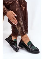 Lakované Kožené Dámské Mokasíny Vinceza 91125 Zeleno-Černé