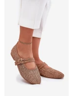 Baleríny S Pletením A Pásky Khaki Partheda Baleríny S Pletením A Pásky Khaki Partheda