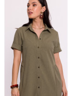 B282 Košilové šaty - olivově zelené