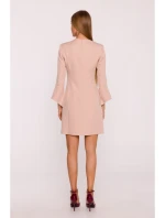 M876 Šaty s širokými manžetami - béžové