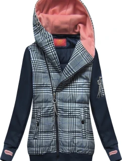 Tmavě modrá mikina z různých spojených materiálů (AMG-611A)