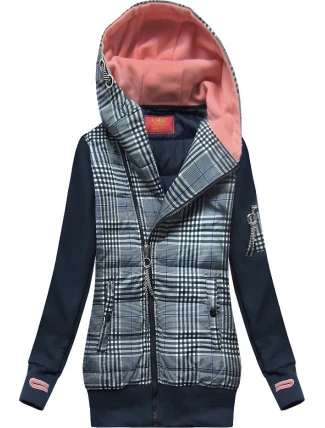 Tmavě modrá mikina z různých spojených materiálů (AMG-611A)