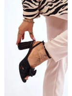 Módní Sandály S Mašlí Na Podpatcích Černe Callum