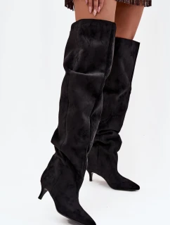 Dámské kozačky na jehlovém podpatku Ysolienne – černé