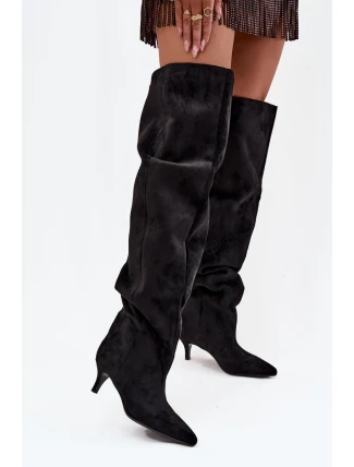 Dámské kozačky na jehlovém podpatku Ysolienne – černé