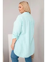 Bavlněná mušelínová košile Plus Size 65622 mátová - Kesi Bavlněná mušelínová košile Plus Size 65622 mátová - Kesi