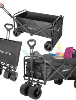 DELUXE SKLÁDACÍ TURISTICKÝ A PLÁŽOVÝ KABEL 90x57x73-96CM S RUKOU ČERNÝ