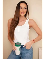 Dámská žebrovaná halenka na ramínkách s knoflíkem ecru Dámská žebrovaná halenka na ramínkách s knoflíkem ecru