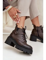 Dámské kotníkové boty se zdobeným páskem Zazoo – czekoládové
