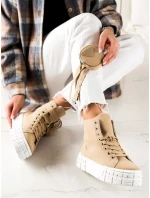 Designové tenisky hnědé dámské bez podpatku Designové tenisky hnědé dámské bez podpatku