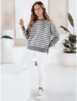 FashionStreet šedý pruhovaný dámský svetr MY2540 FashionStreet šedý pruhovaný dámský svetr MY2540