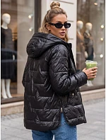 Dámská prošívaná přechodová bunda s kapucí, černá, FashionStreet TY5801