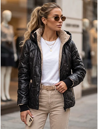 Dámská přechodová bunda s odnímatelnou kapucí, černá, FashionStreet TY5803
