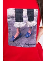 3D grafické šaty se zirkony červené barvy