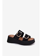 Dámské platformové sandály se zlatými sponami Černé Nelirae