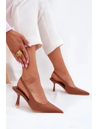 Dámské sandály na jehlovém podpatku Lunira – camel