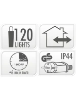 VÁNOČNÍ STROM SVĚTLA SVĚTELNÝ ŘETĚZ 120LED ČASOVAČ VÍCEBAREVNÝ MAKRON