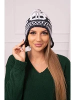 Dámská čepice Maryla K406 bílá+grafitová+tmavě šedá Dámská čepice Maryla K406 bílá+grafitová+tmavě šedá
