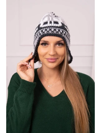 Dámská čepice Maryla K406 bílá+grafitová+tmavě šedá Dámská čepice Maryla K406 bílá+grafitová+tmavě šedá