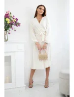 Šaty se svázaným plisovaným lemem světle béžová Šaty se svázaným plisovaným lemem světle béžová