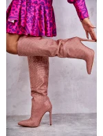 Módní kozačky na vysokém podpatku s kubickými zirkony růžove Lovisa Módní kozačky na vysokém podpatku s kubickými zirkony růžove Lovisa