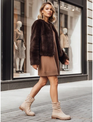 Dámské semišové béžové kozačky FashionStreet ZY1282 Dámské semišové béžové kozačky FashionStreet ZY1282