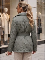 Dámský přechodný kabát s páskem, zelený, FashionStreet TY5805 Dámský přechodný kabát s páskem, zelený, FashionStreet TY5805