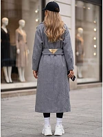 Dlouhý dámský kabát s páskem, mezisezónní, tmavě modrý, FashionStreet NY0775 Dlouhý dámský kabát s páskem, mezisezónní, tmavě modrý, FashionStreet NY0775