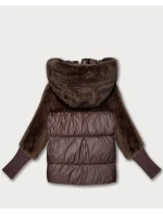 Hnědá dámská zimní bunda s kapucí Goodlookin (LD-5562)