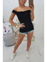 Španělská halenka s volánky černá Španělská halenka s volánky černá